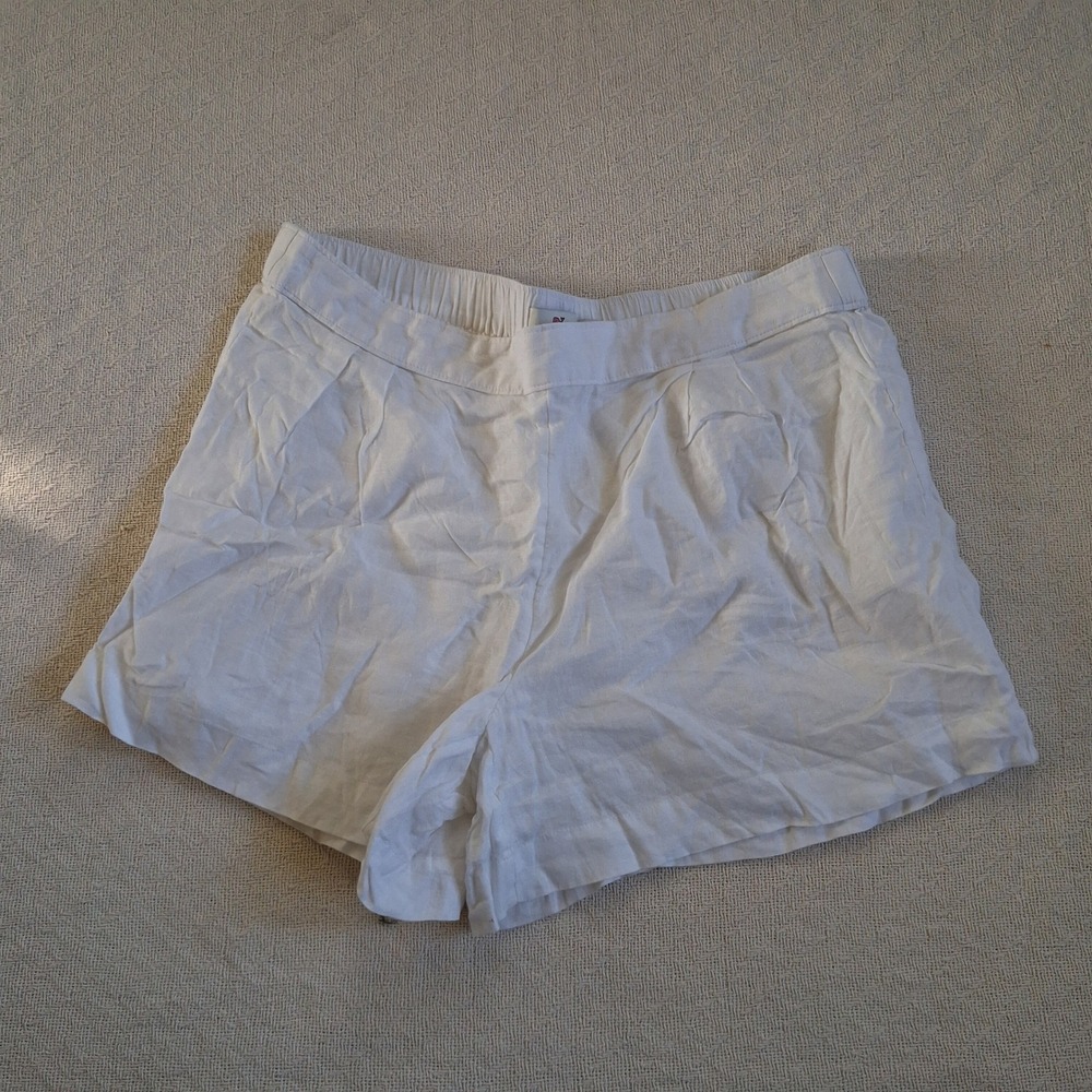vineyard vines linen pull on white large shorts womens summer beach coastal